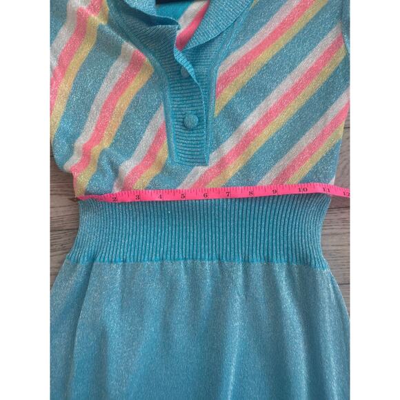 Vintage 70s Empire Waist Glitter Sheer Multi Colored Button Maxi Dress RARE - Picture 6 of 9